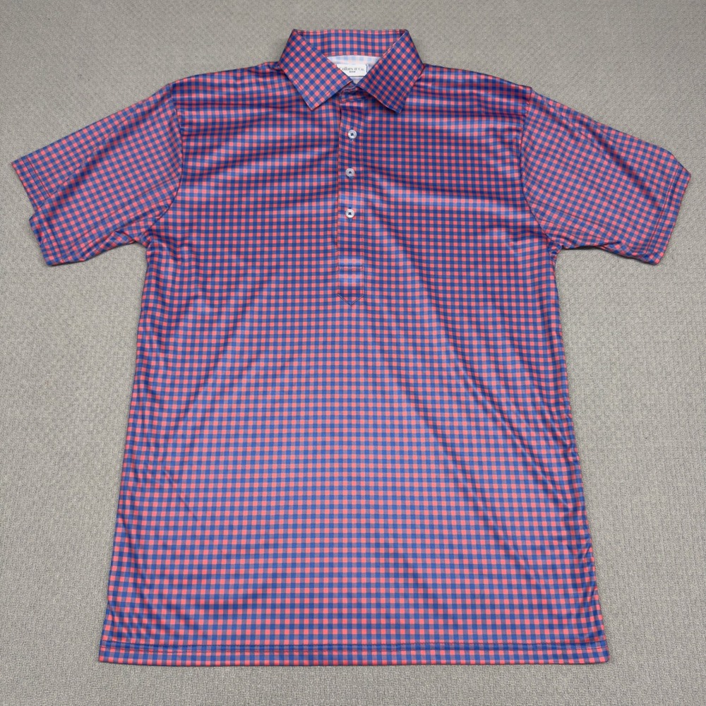 Collars & Co Polo Shirt Mens Medium Plaid Dress Collar Golf Preppy Designer